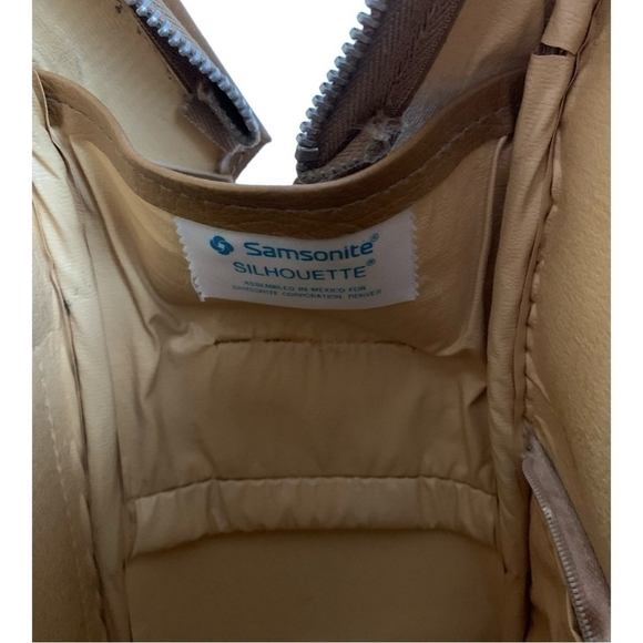 Vintage Carry-On Bag Samsonite Tan Vinyl Carry-On Messenger Travel Bag Courier - Picture 6 of 7